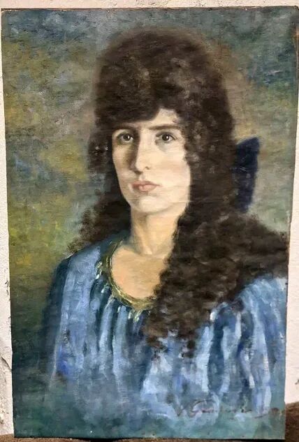 Portrait of a Woman on Canvas, Early 20th Century, Signed