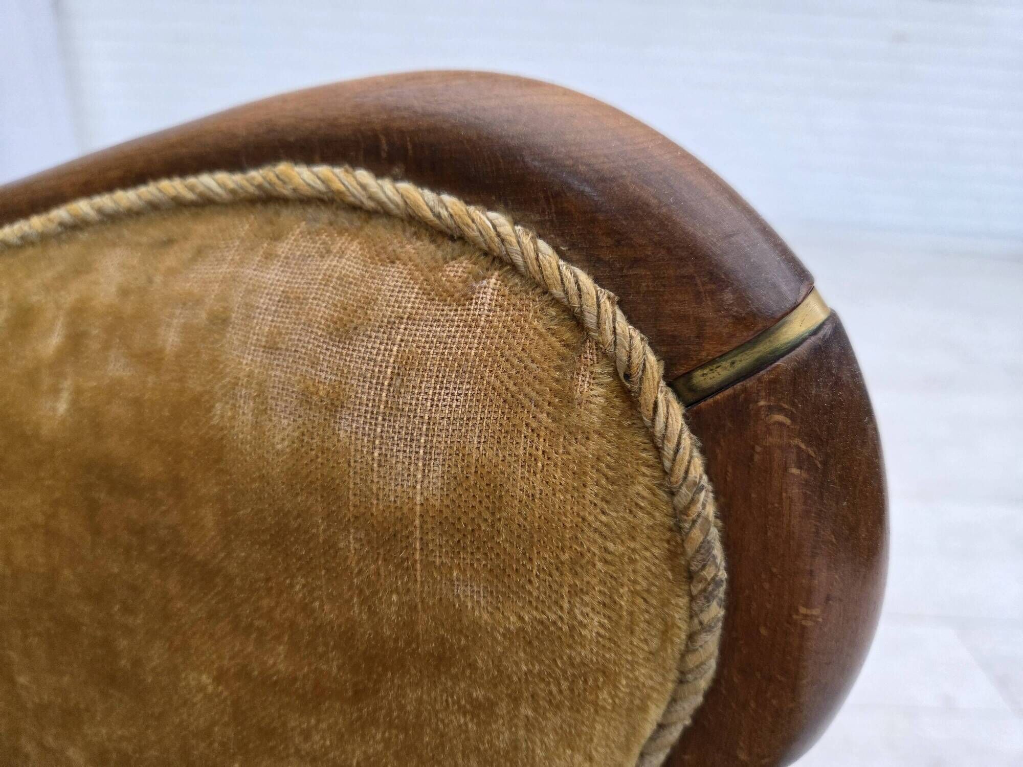1960s, Danish armchair, furniture velour, beech wood, original.