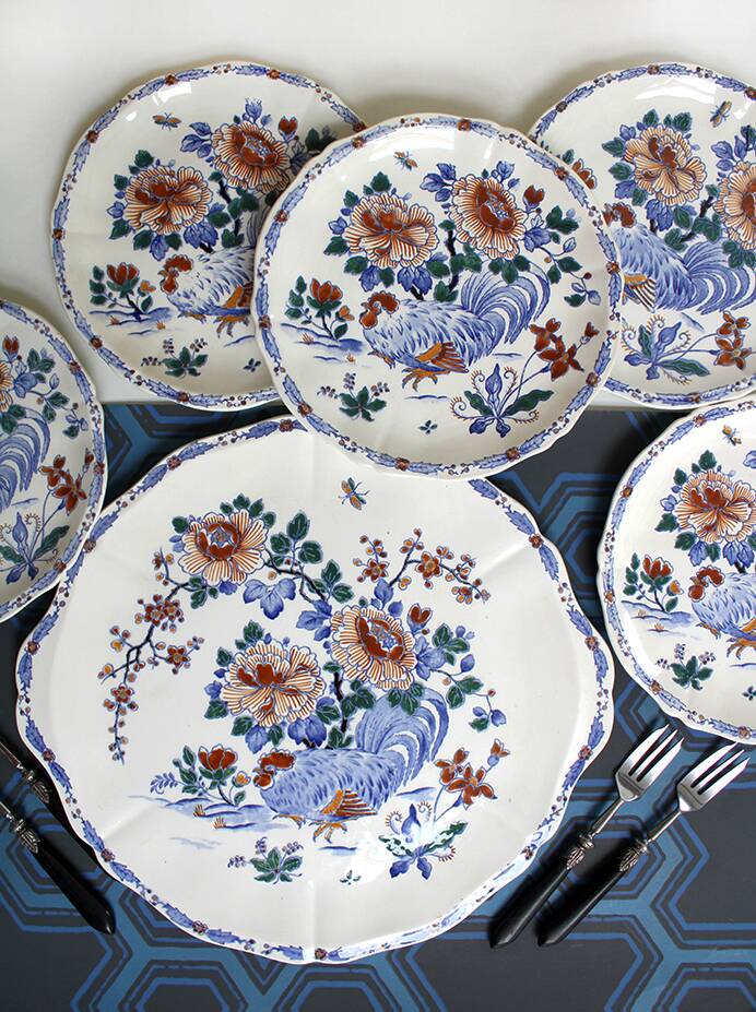 Gien tableware service with Rooster decoration.