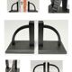 Pair of bookends in black lacquered steel design 60s
