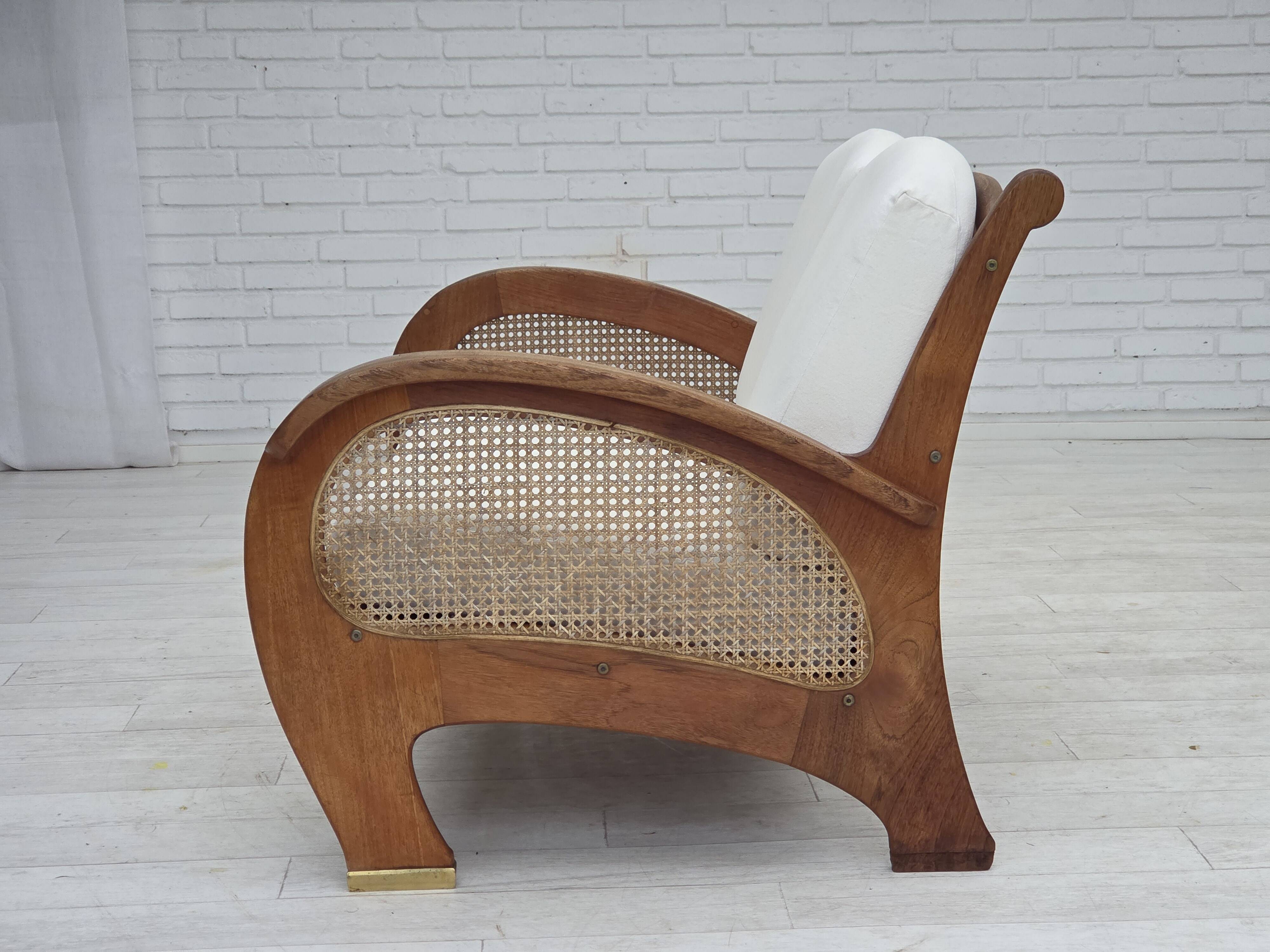 1970s, Danish 2-seater sofa by Klaus Wettergren, cotton fabric, teak wood.