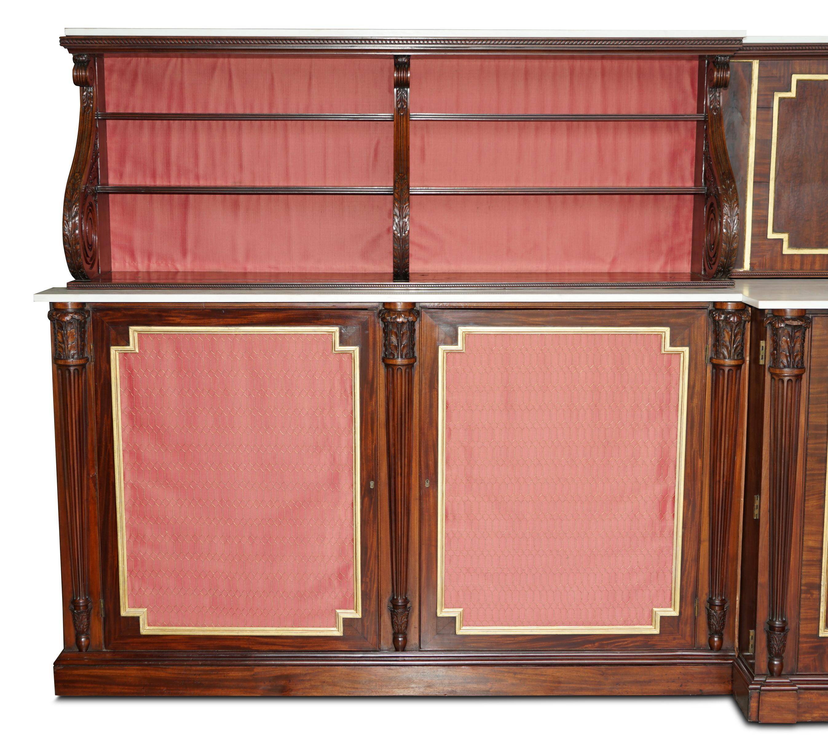 Monumental antique buffet in rosewood Regency with Italian marble.
