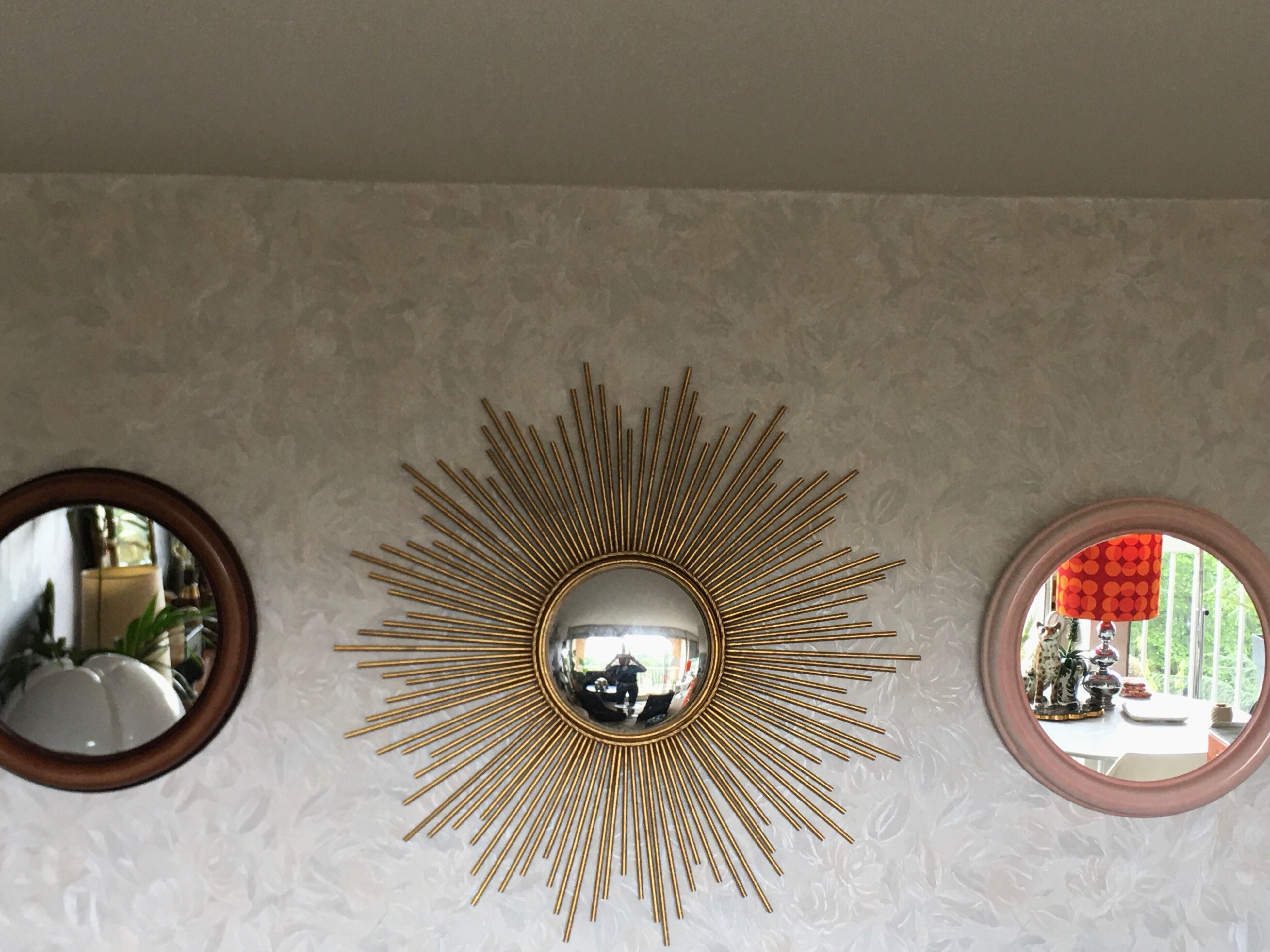 70s round mirror 53cm