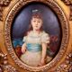 Old painting on wood signed Becker (?) – Portrait of a child