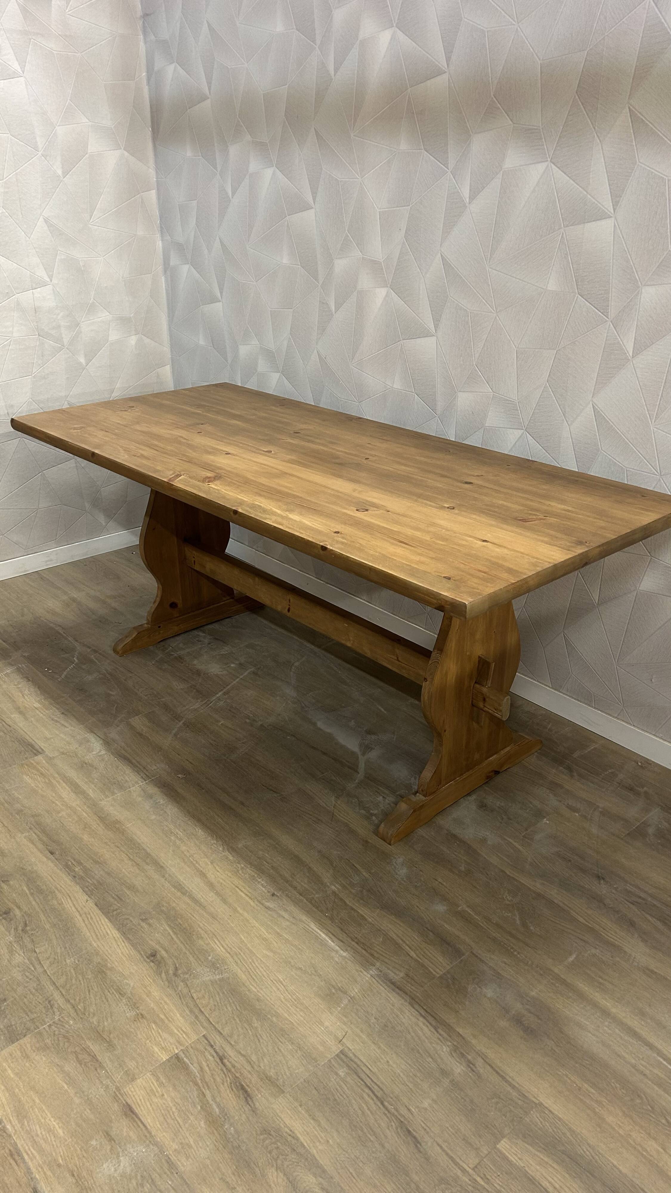 Oak stained monastery farmhouse table