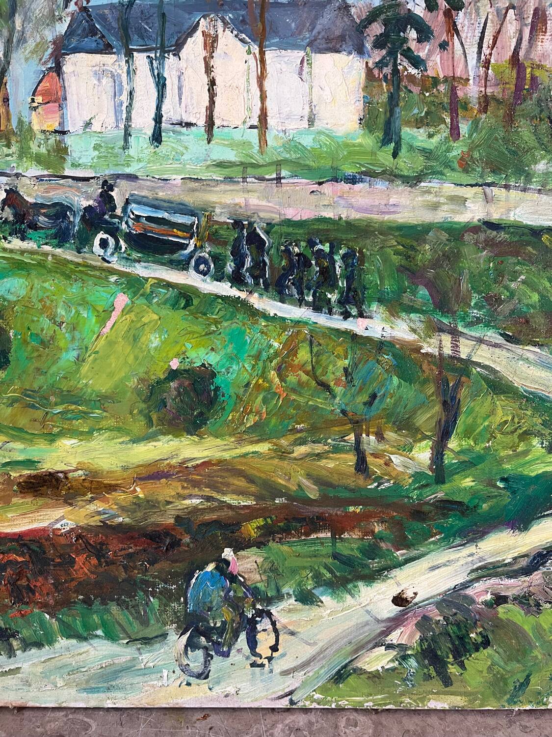 Funeral Procession, oil on panel