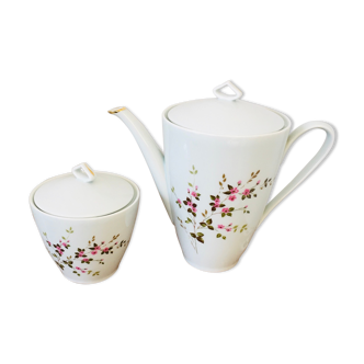 Sologne porcelain teapot or coffee maker and sugar maker