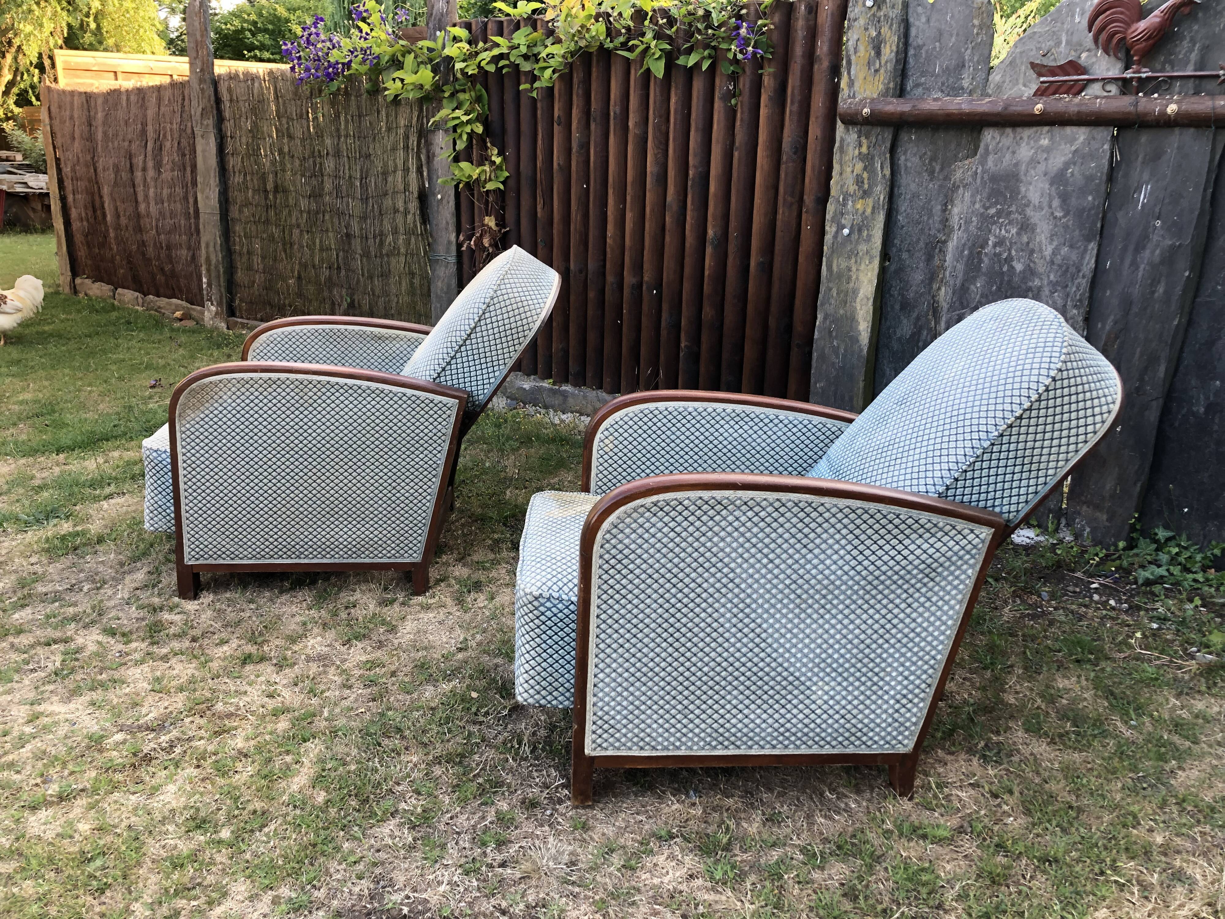 Duo de fauteuils club vintage