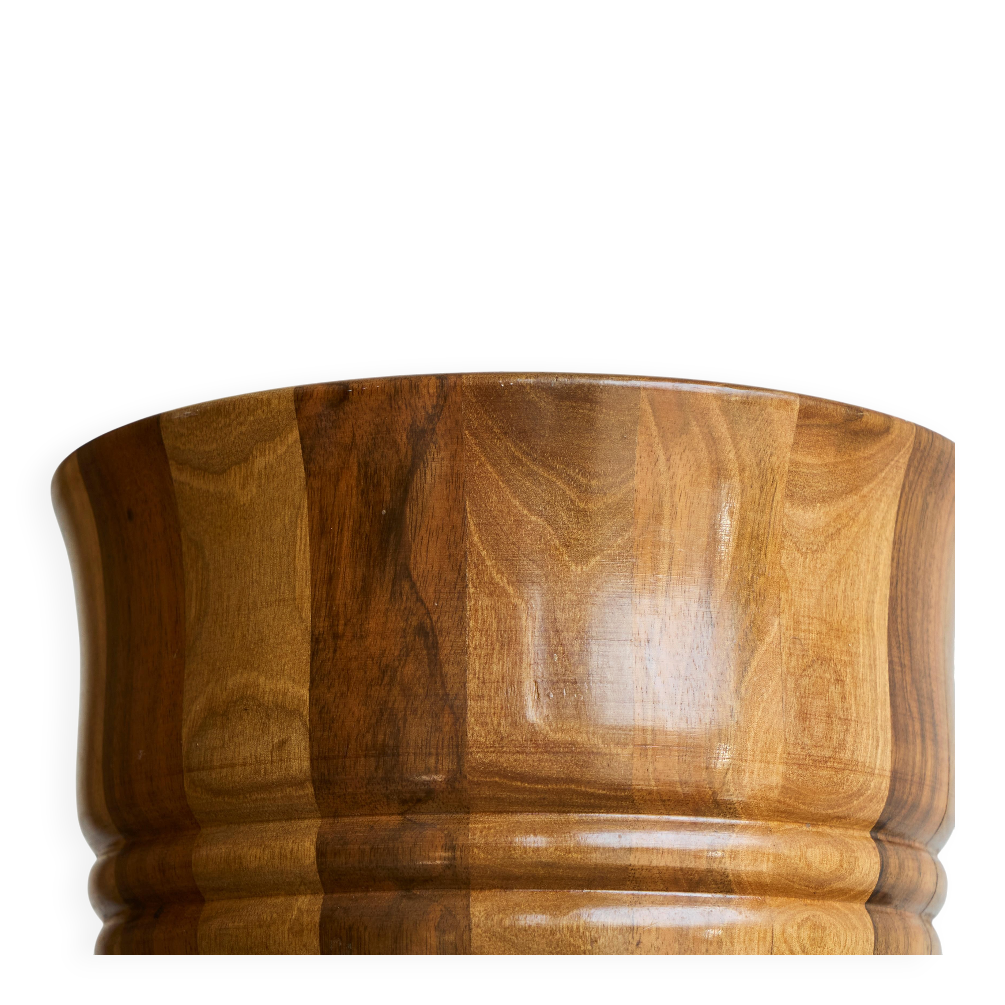 Striped vase in solid wood, 19th century