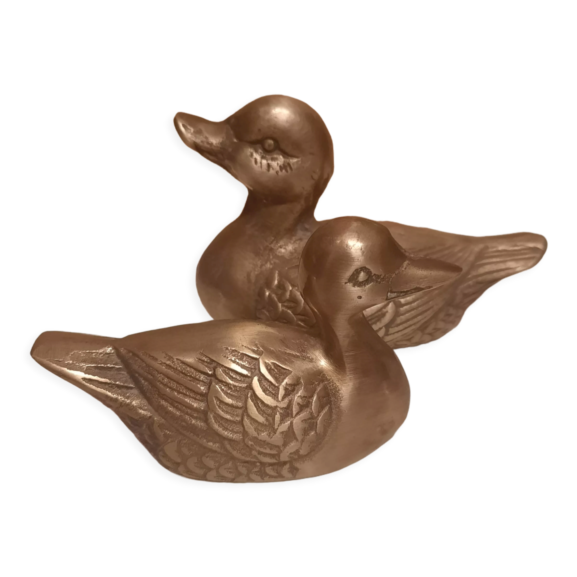 Set of two brass ducks