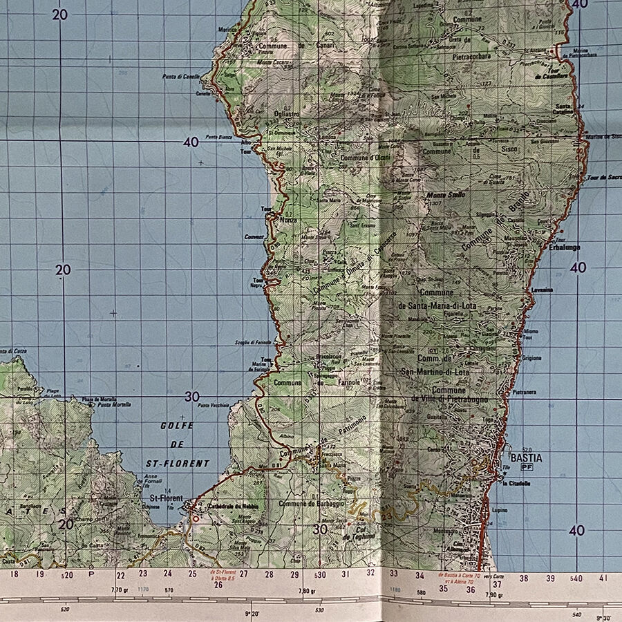 Map Bastia Cap Corse 1981