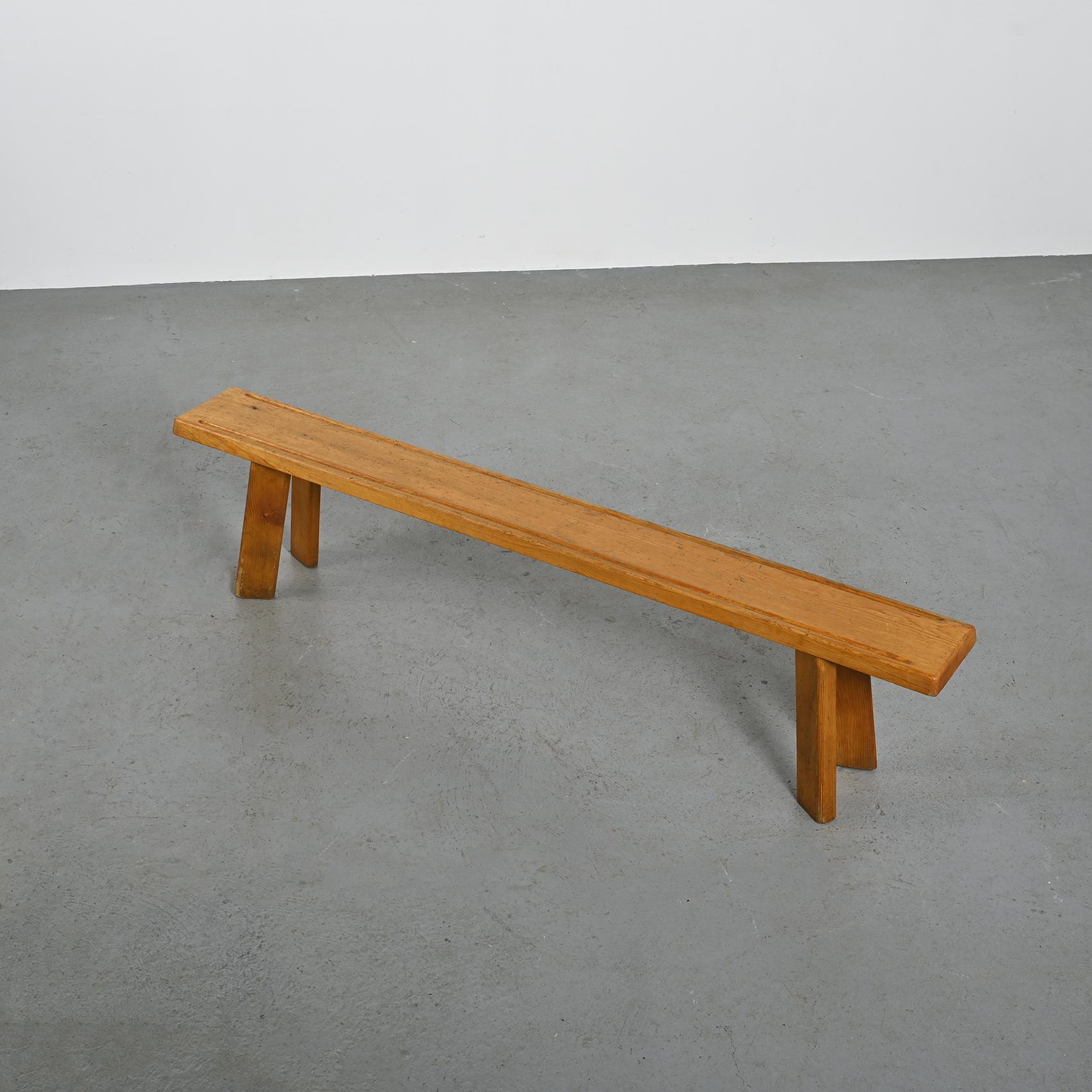 Table et bancs en mélèze par Christian Durupt, vers 1960