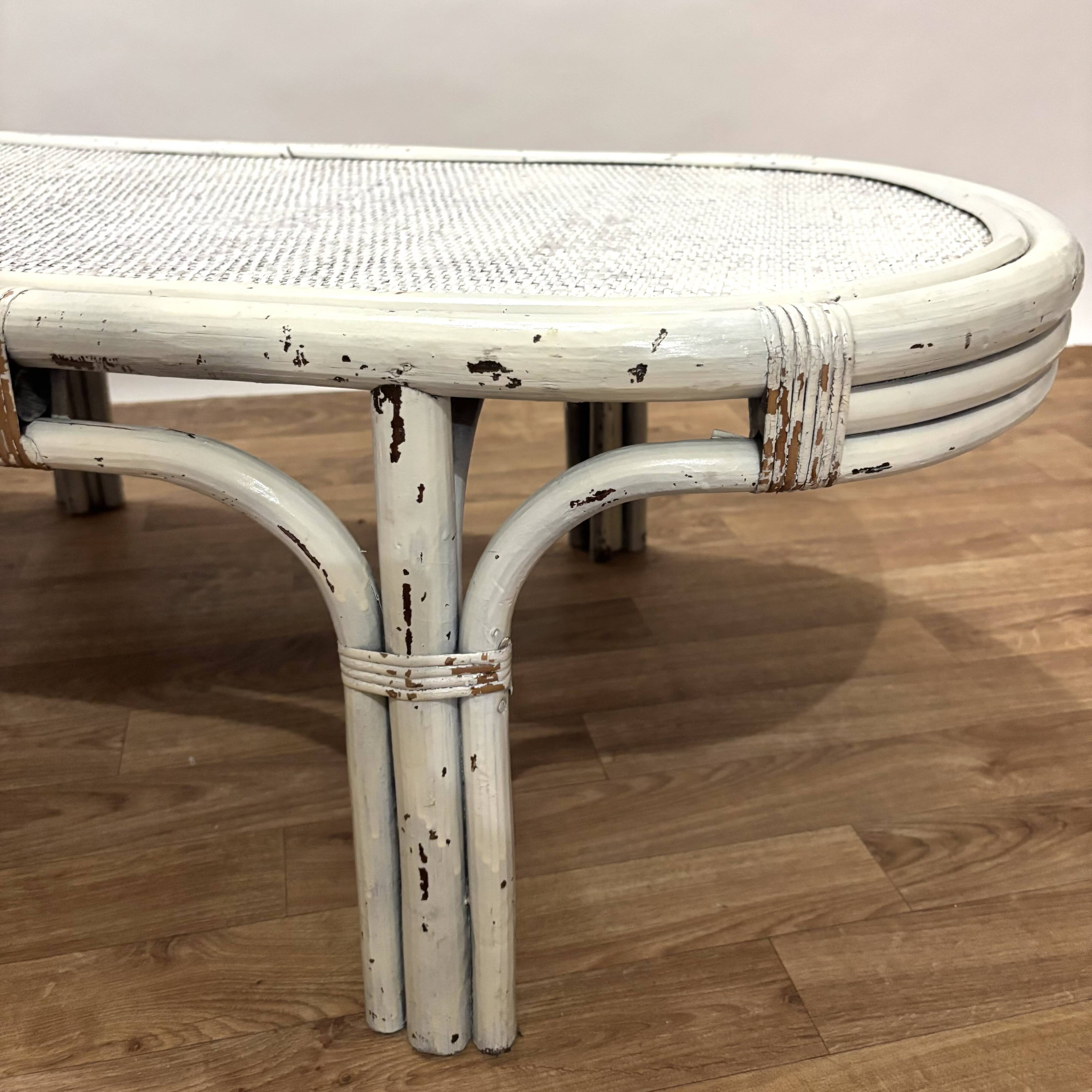 1970s rattan and woven wicker coffee table