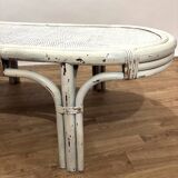 1970s rattan and woven wicker coffee table