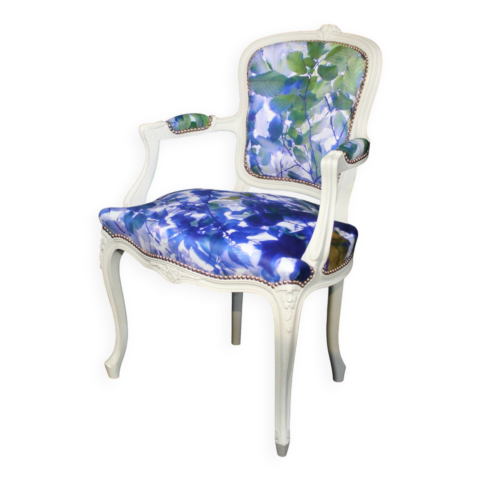 Fauteuil Louis XV Bleutée