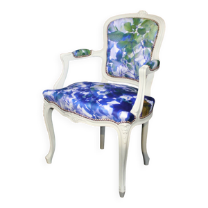 Fauteuil louis XV Bleutée