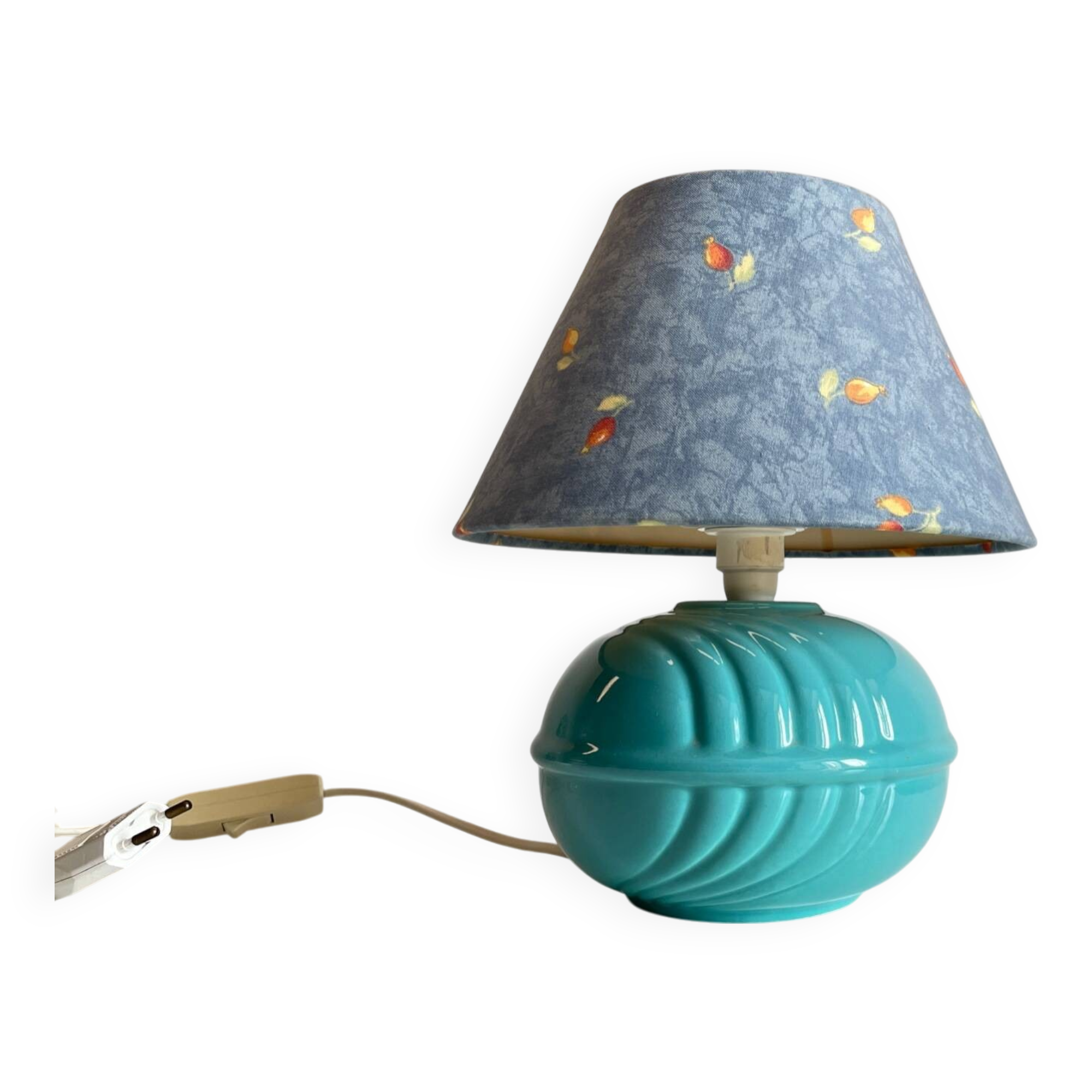 Lampe boule en céramique bleue vintage