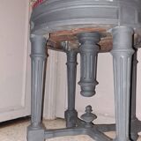 Black wood piano stool XIX Napoleon III style restoration fabric upholstery living room decoration