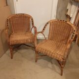 Fauteuils rotin ancien