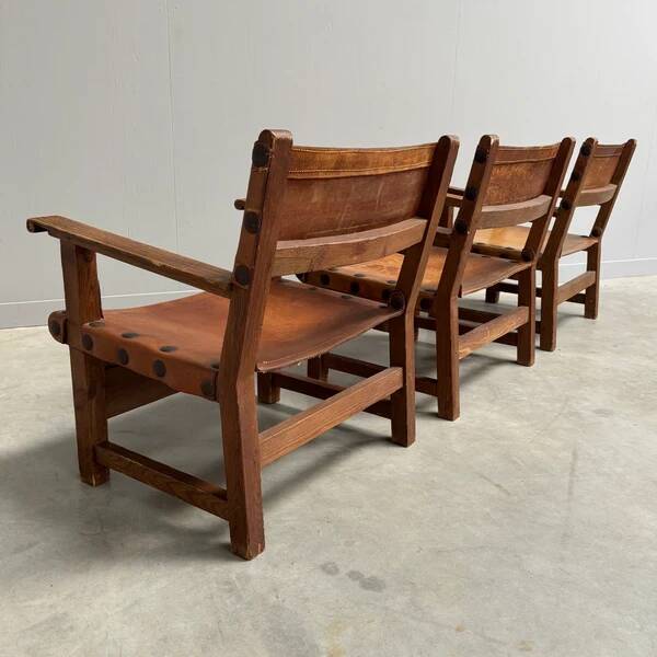 Ensemble de fauteuils brutalistes espagnols, années 1960.