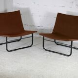 Pair of KEBE drivers, Denmark, circa 1975. Steel and "chocolate" canvas