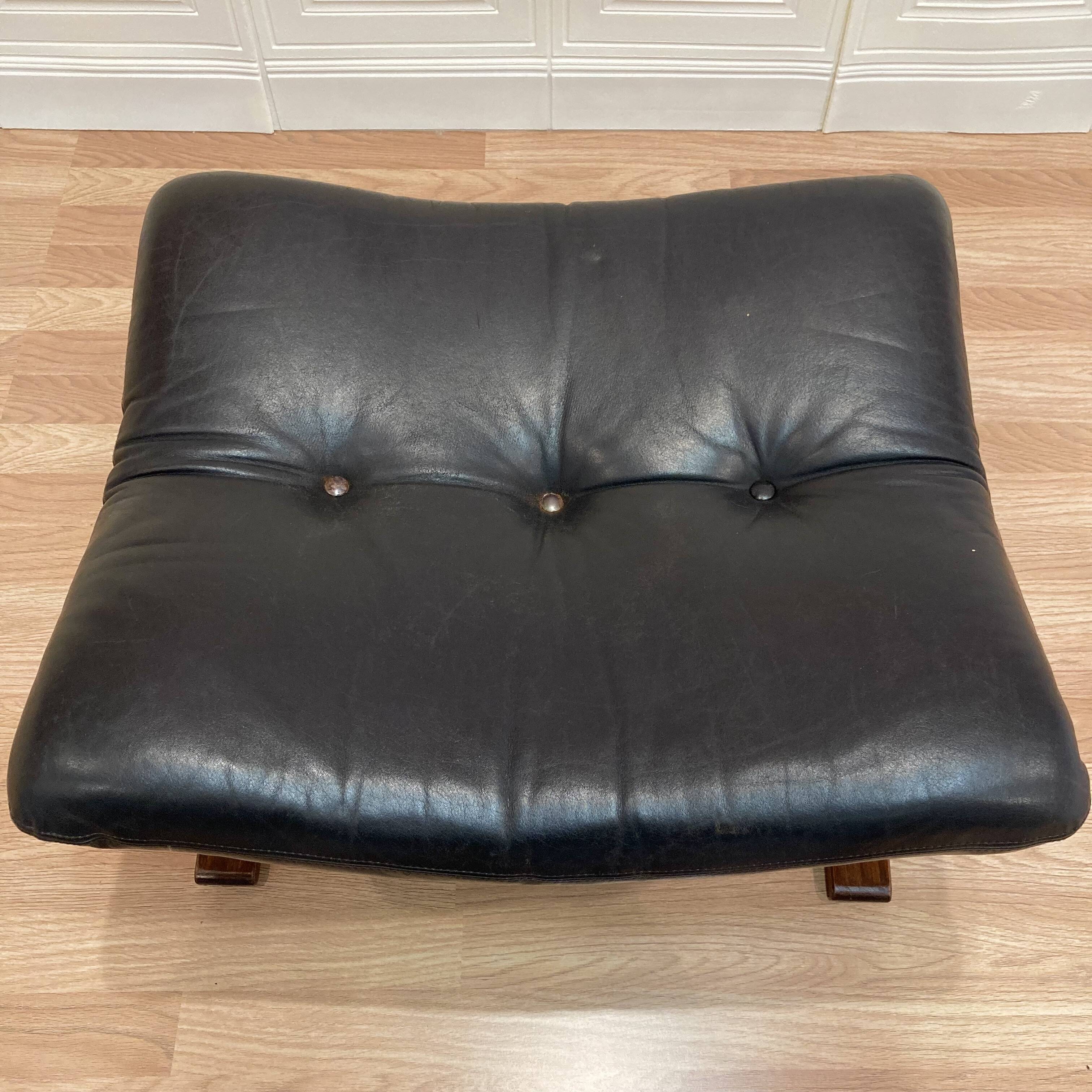 Leather ottoman "Scandinavian design" 1960