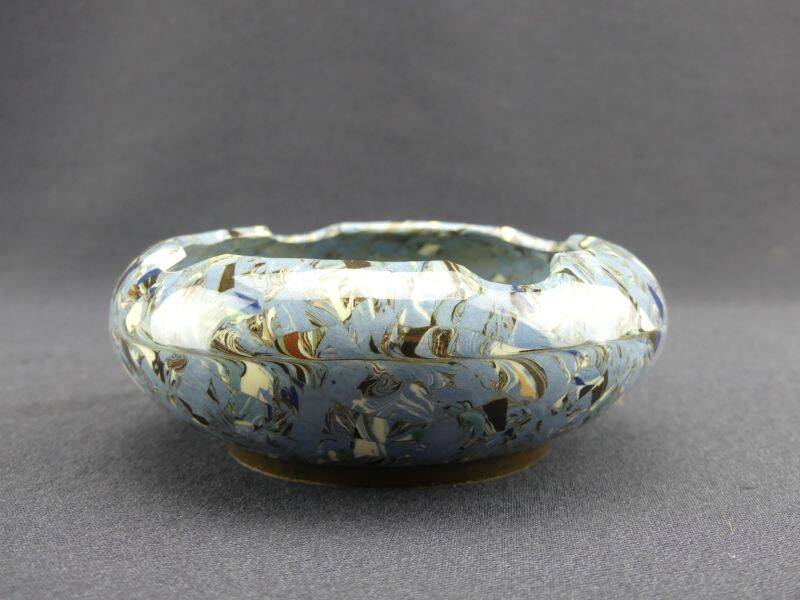 Gerbino, Vallauris, blue ashtray in mosaic earth