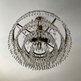 Old Crystal Grapevine Waterfall Chandelier and Solid Bronze Frame