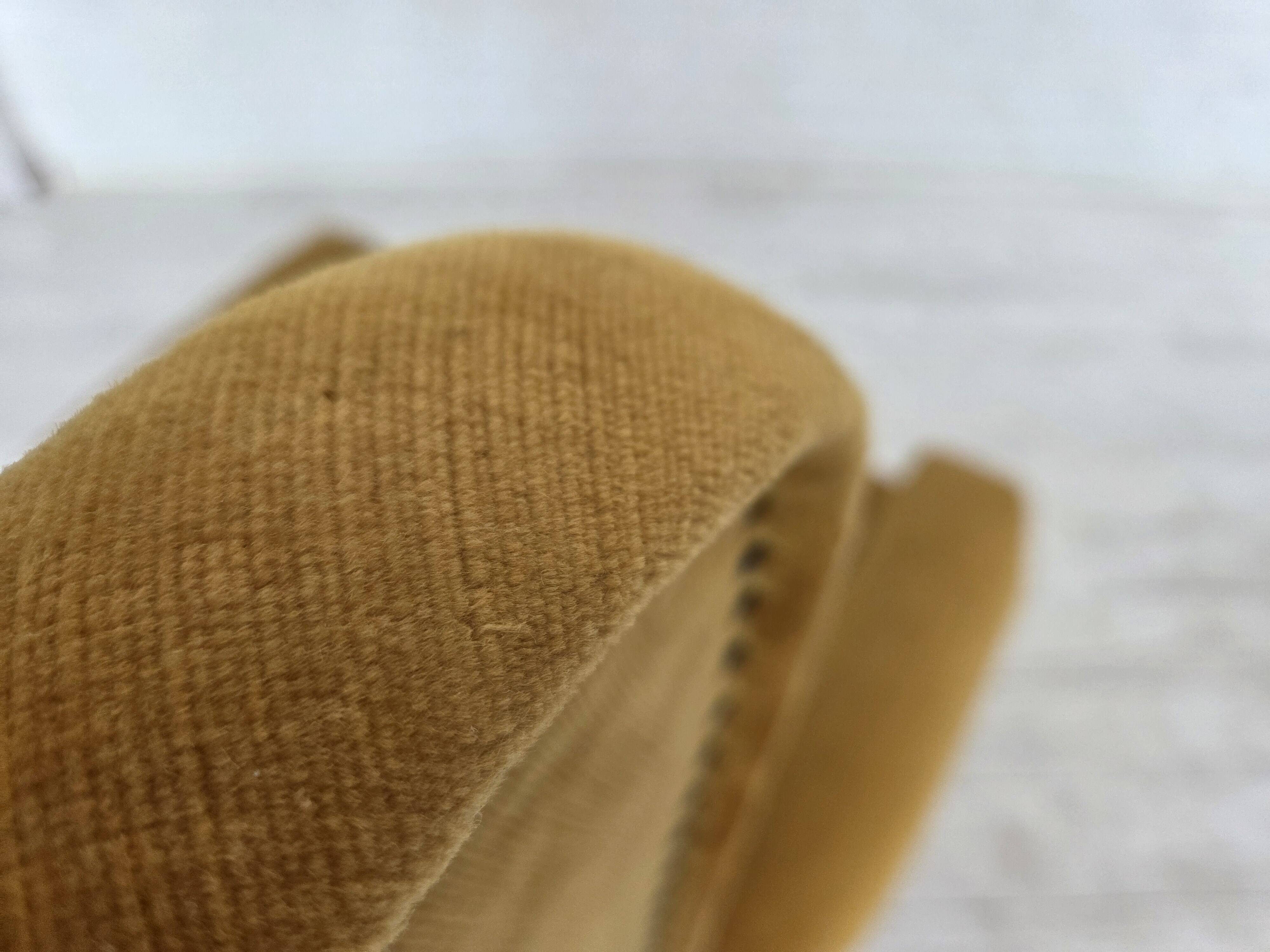 1970s, Danish high back armchair, furniture velour, oak wood legs.