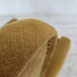 1970s, Danish high back armchair, furniture velour, oak wood legs.