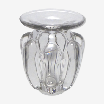 Vase godronné en cristal vers 1950