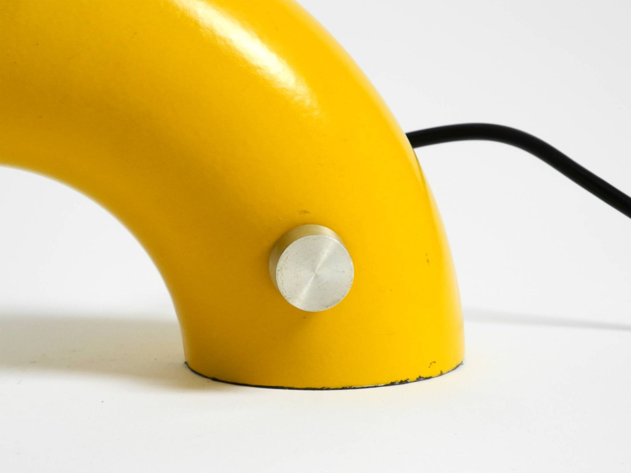 Very rare original Space Age 60s yellow table lamp made of iron by Temde