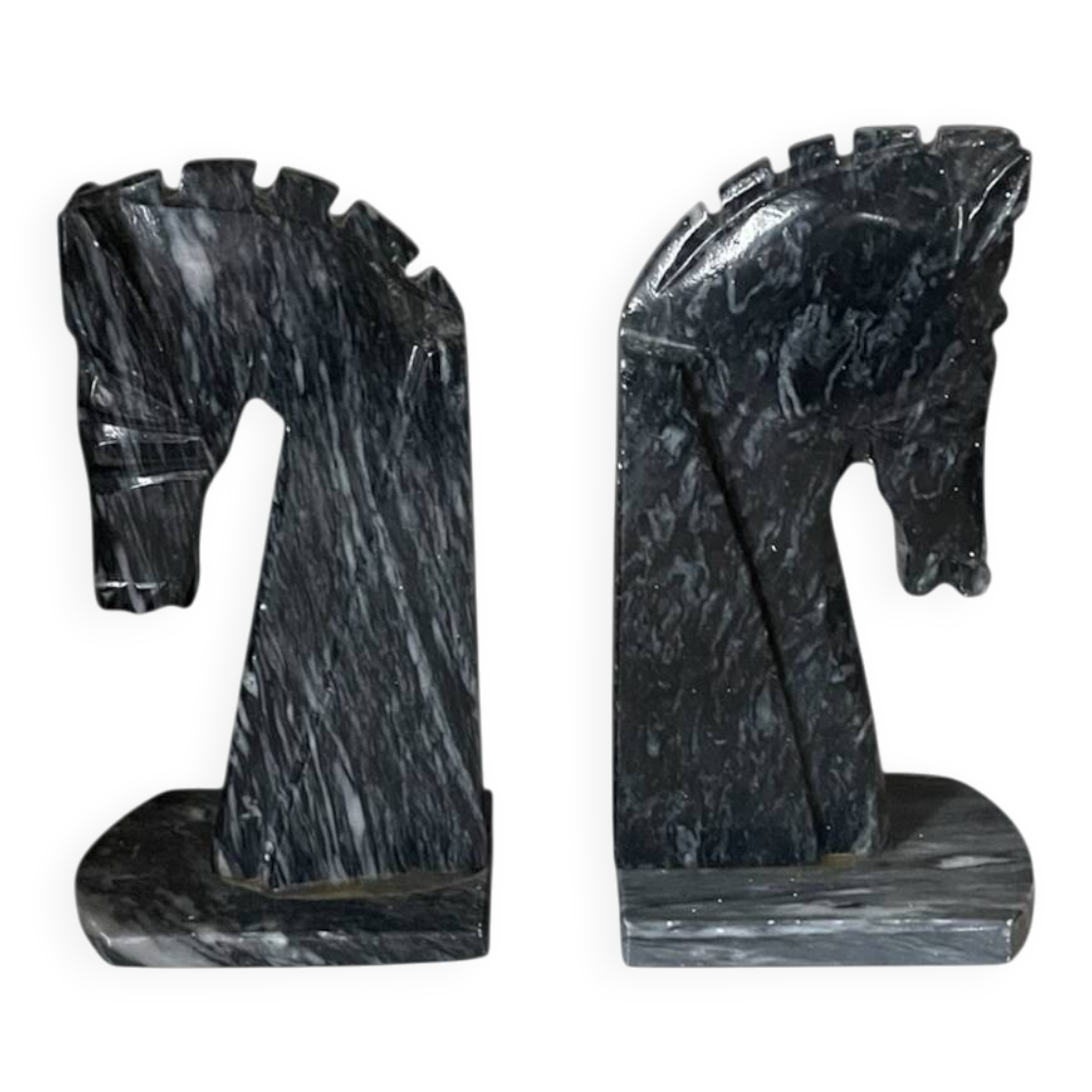 Pair of marble horse bookends