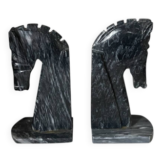 Pair of marble horse bookends