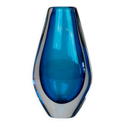 Pair of heavy crystal vases by Orrefors Mid-Century Modern by Sven Palmqvist, light blue.