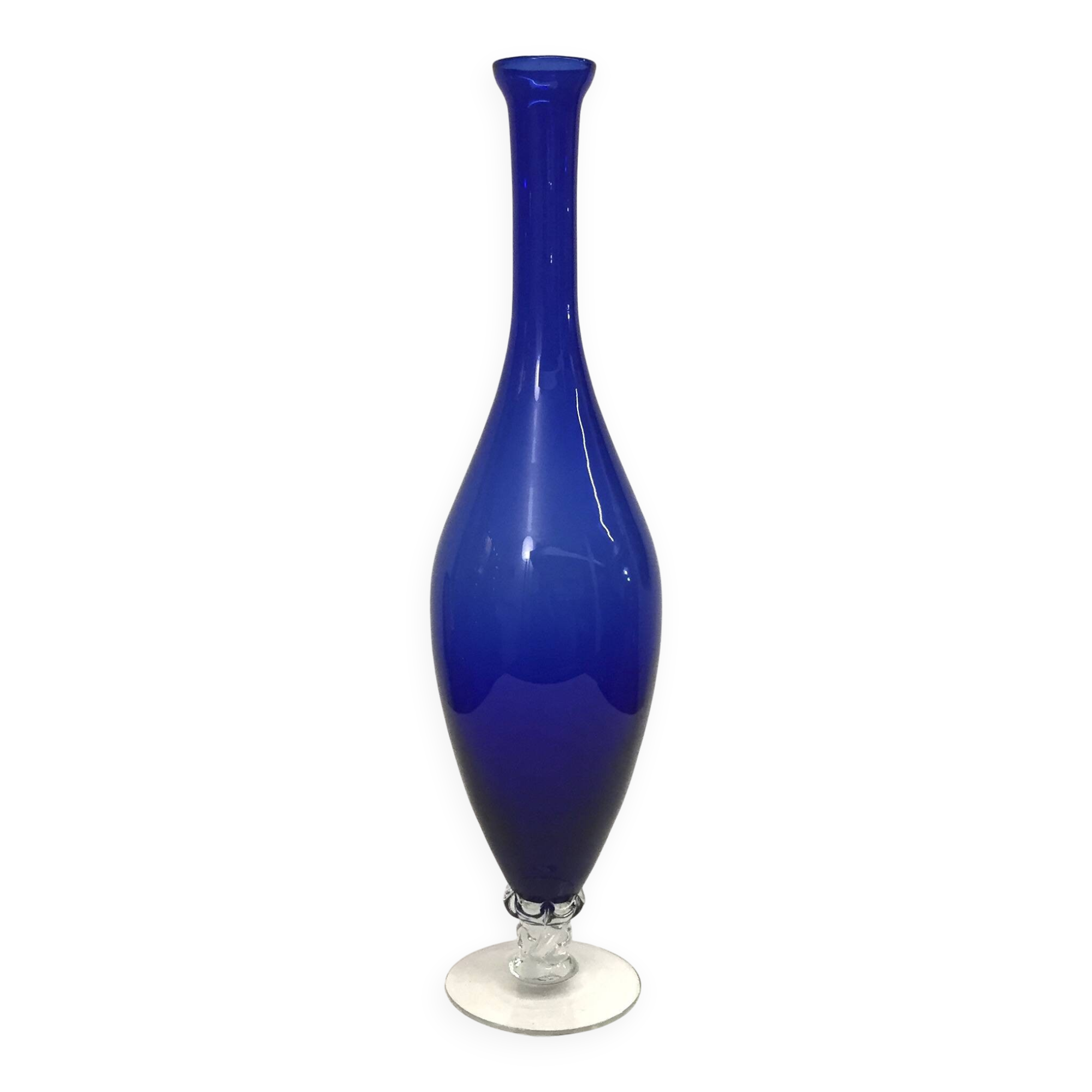 Carafe italienne en verre bleu