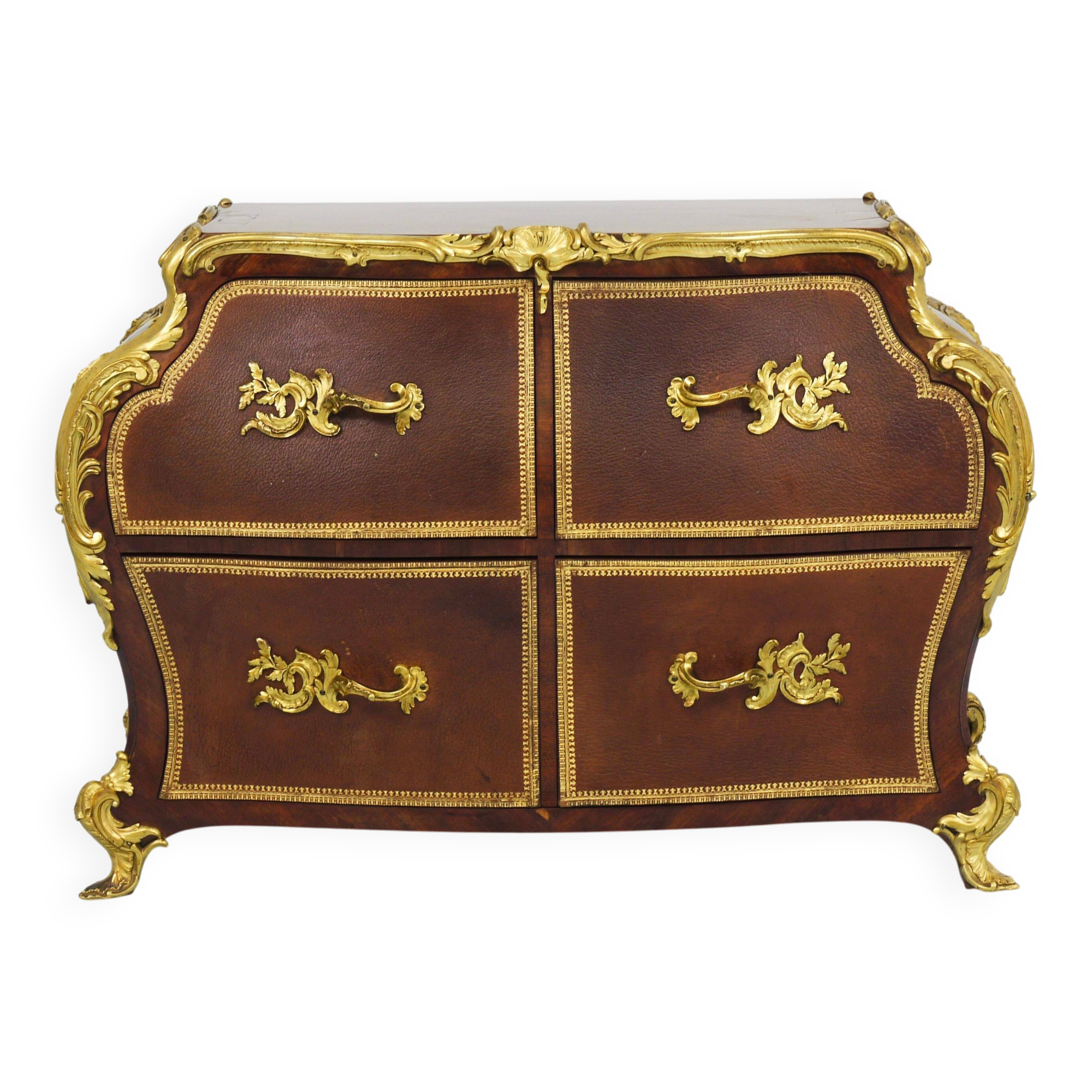 G. Durand Louis XV Bombe Commode, Marquetry, Gilt Bronze, 1880, Paris, France