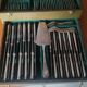 Silver-plated flatware set with its original silver-plated metal box, Maison St Médard silversmiths, circa 1950