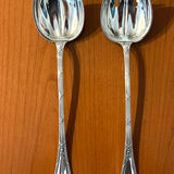 Christofle ribbon and bell-shaped salad serving pieces, very beautiful and