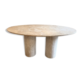 Oval dining table in travertine – 160 cm – Very good condition