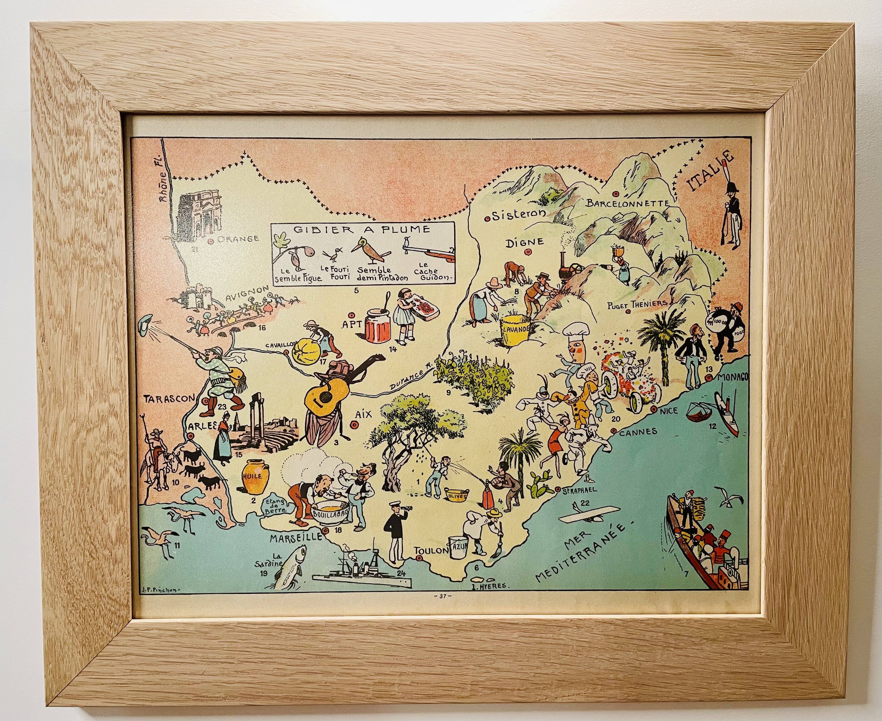 Vintage poster illustrated map of Provence 1932 - JP Pinchon