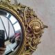 Pair of antique witch mirrors, curved glass, bronze frame