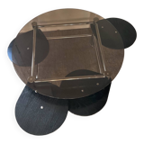 Vintage coffee table from the 80s in smoked glass and chrome metal