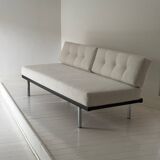 Modernist canapé design – Completely reupholstered in Pierre Frey fabric.