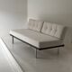 Modernist canapé design – Completely reupholstered in Pierre Frey fabric.