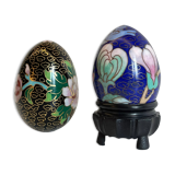 Vintage cloisonné enamelled eggs