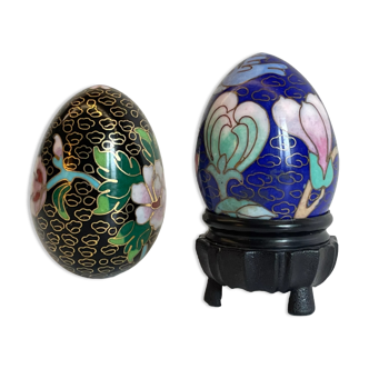 Vintage cloisonné enamelled eggs