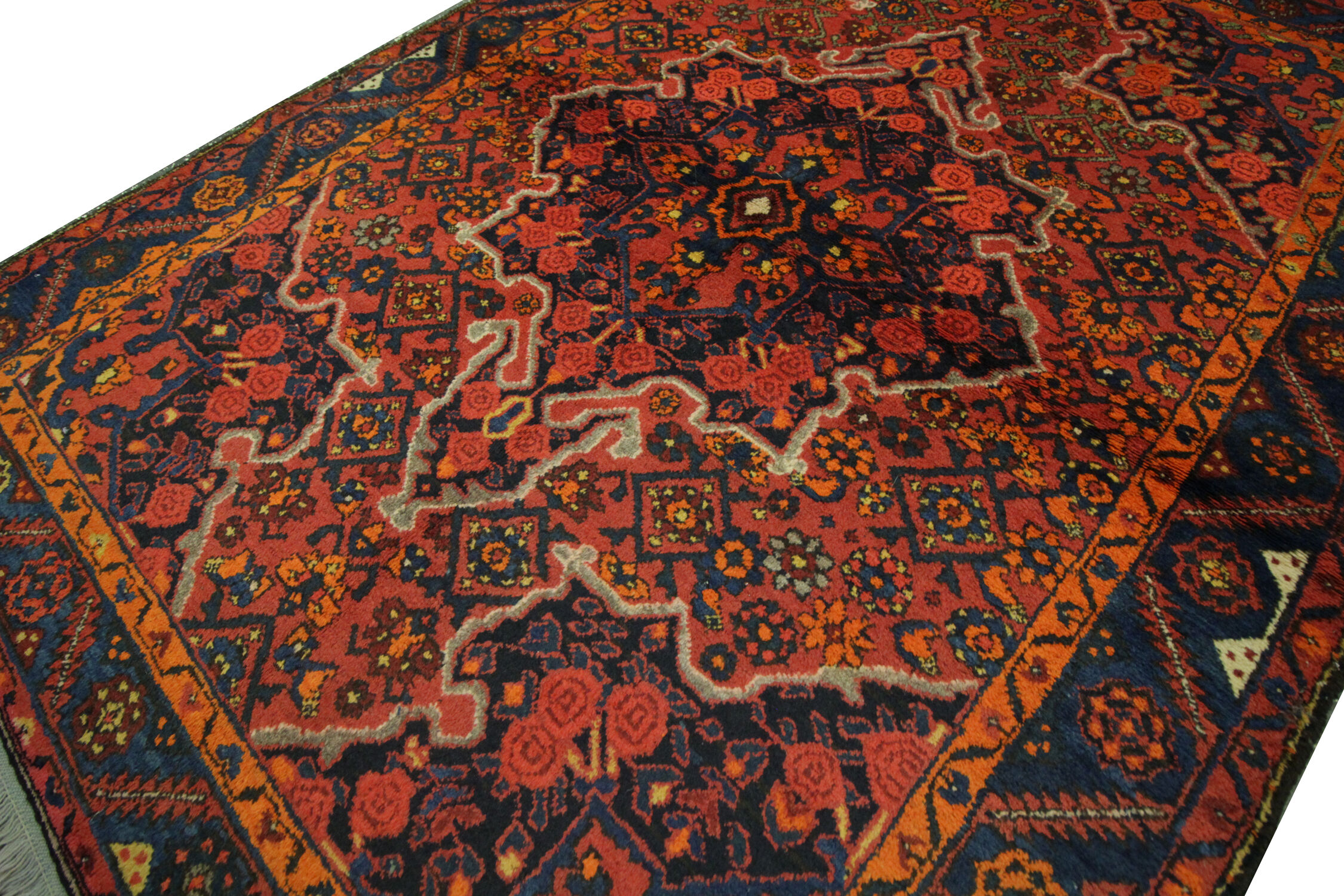 Handmade vintage persian rug traditional red wool rug- 142x187cm