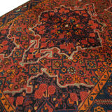 Handmade vintage persian rug traditional red wool rug- 142x187cm