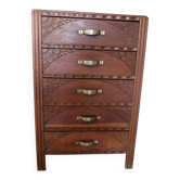 Art Deco Chest of Drawers - 5 drawers - 1950s - Carved wood - Pattern